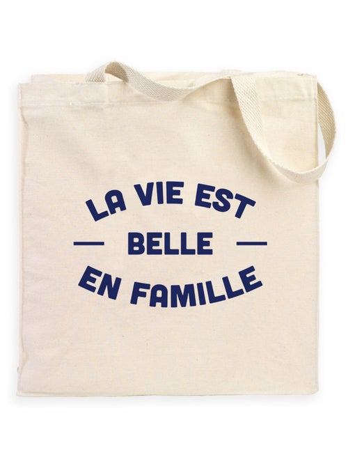 Totebag LA VIE EST BELLE EN FAMILLE 2 FACE - Kiabi