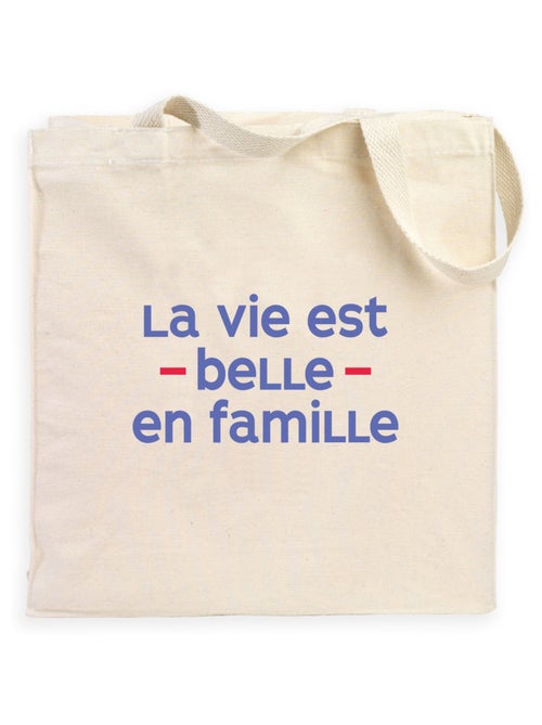 Totebag LA VIE EST BELLE EN FAMILLE COEUR - Kiabi