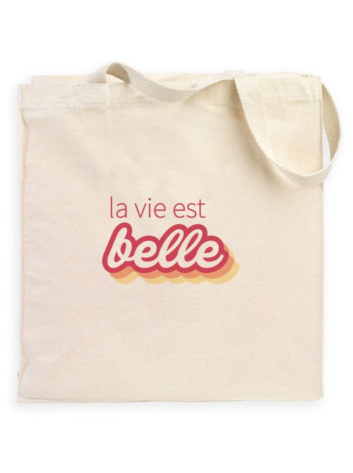 Totebag LA VIE EST BELLE ROSE - Kiabi