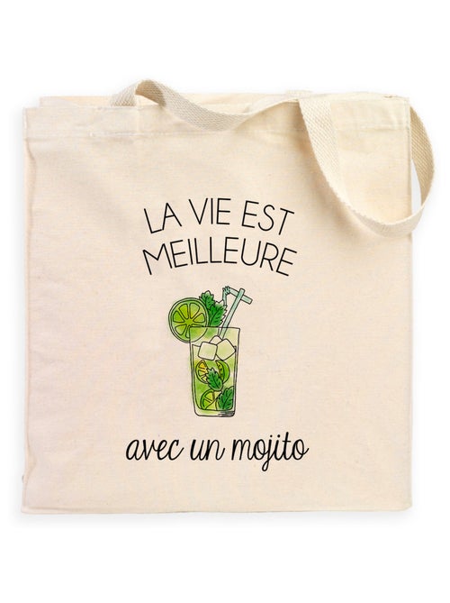 Totebag LA VIE EST MEILLEURE AVEC UN MOJITO - Kiabi