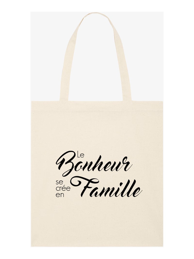 Totebag LE BONHEUR SE CRÉE EN FAMILLE Beige - Kiabi