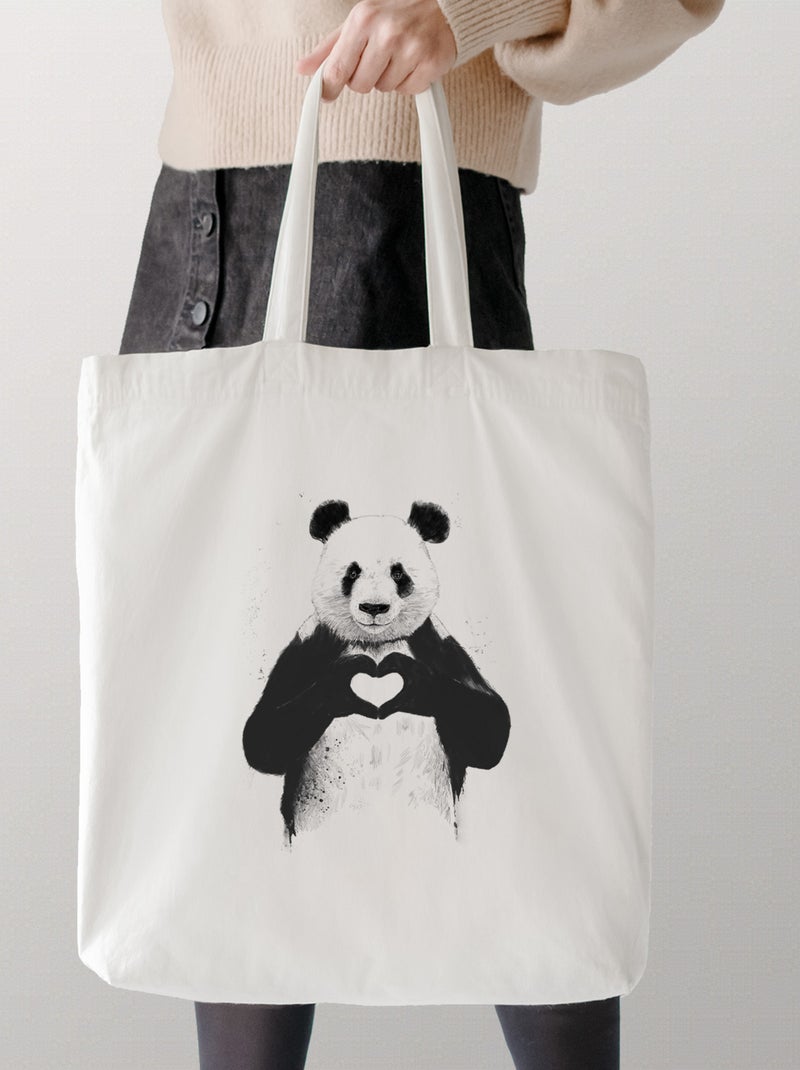 Totebag LOVE PANDA Beige - Kiabi