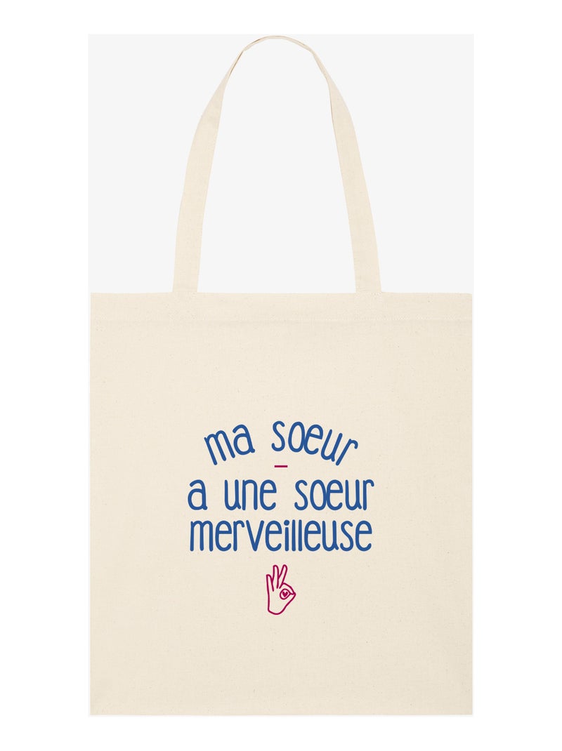 Totebag MA SŒUR A UNE SŒUR MERVEILLEUSE Beige - Kiabi