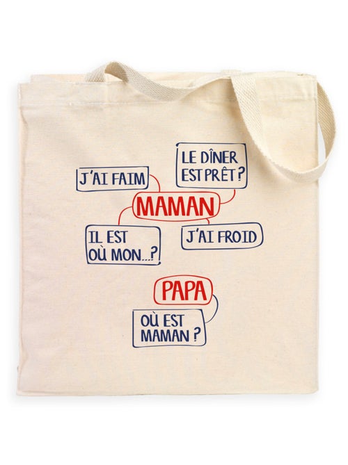 Totebag MAMAN J'AI FAIM, LE DINER EST PRÊT? IL EST OÙ MON?... - Kiabi