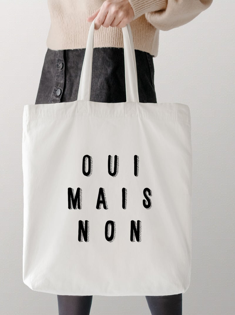 Totebag OUI MAIS NON Beige - Kiabi