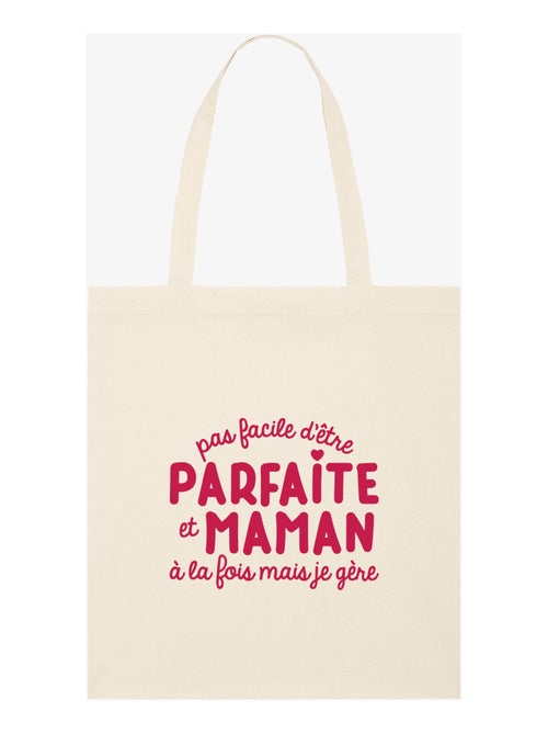 Totebag PAS FACILE D'ÊTRE PARFAITE ET MAMAN À LA FOIS MAIS JE GÈRE - Kiabi