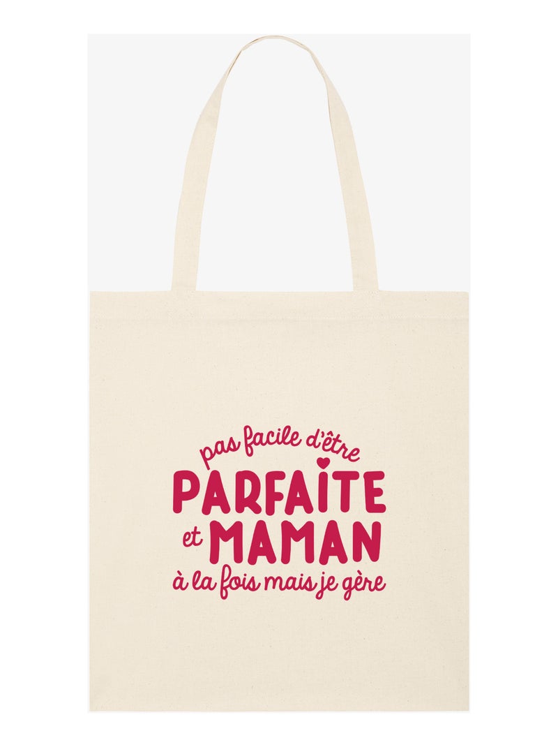 Totebag PAS FACILE D'ÊTRE PARFAITE ET MAMAN À LA FOIS MAIS JE GÈRE Beige - Kiabi