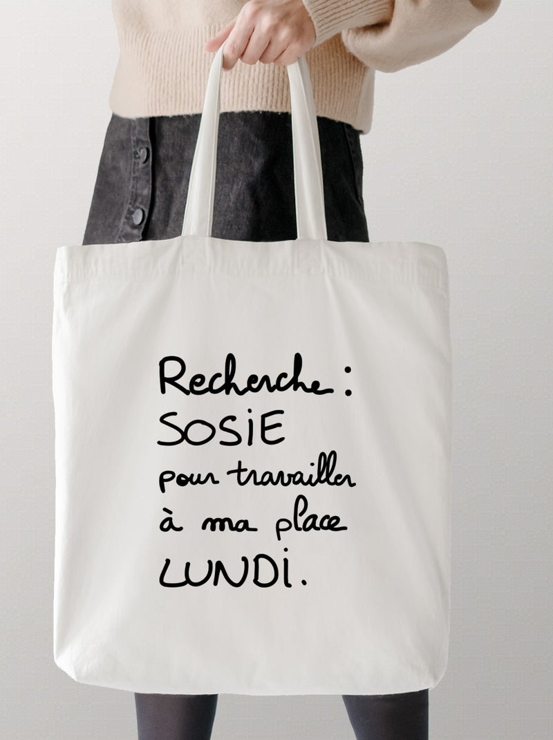 Totebag RECHERCHE SOSIE Beige - Kiabi