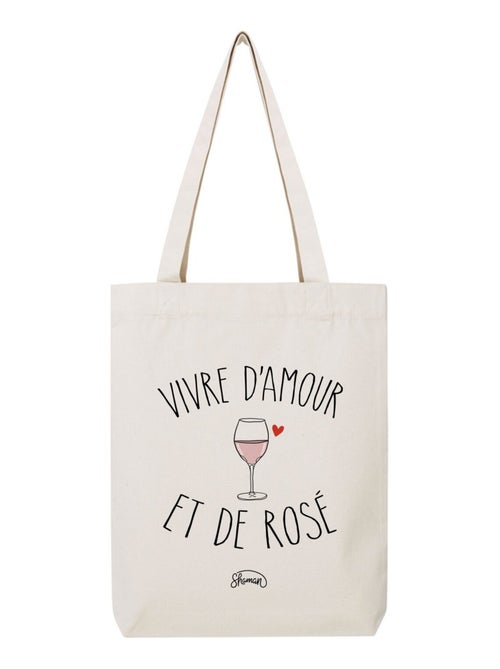 Totebag VIVRE D'AMOUR ET DE ROSE - Kiabi