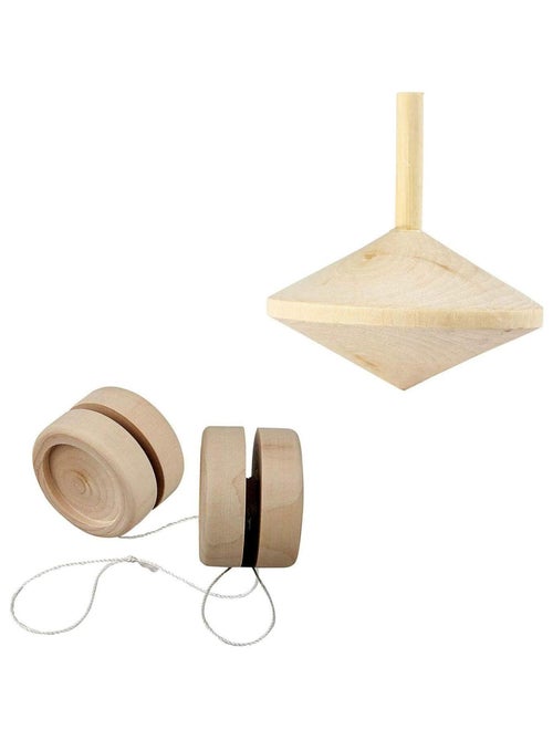 Toupie & Yoyo en bois à décorer - Creotime - Kiabi