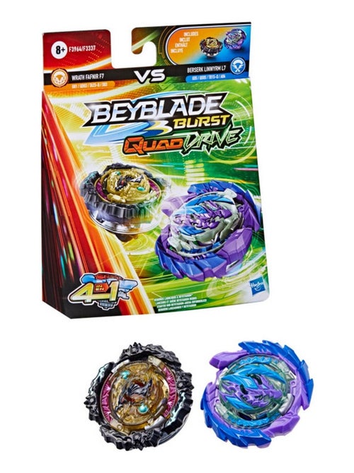 Toupies Beyblade Burst QuadDrive : BERSERK LINWYRM L7 et WRATH FAFNIR F7 - Kiabi