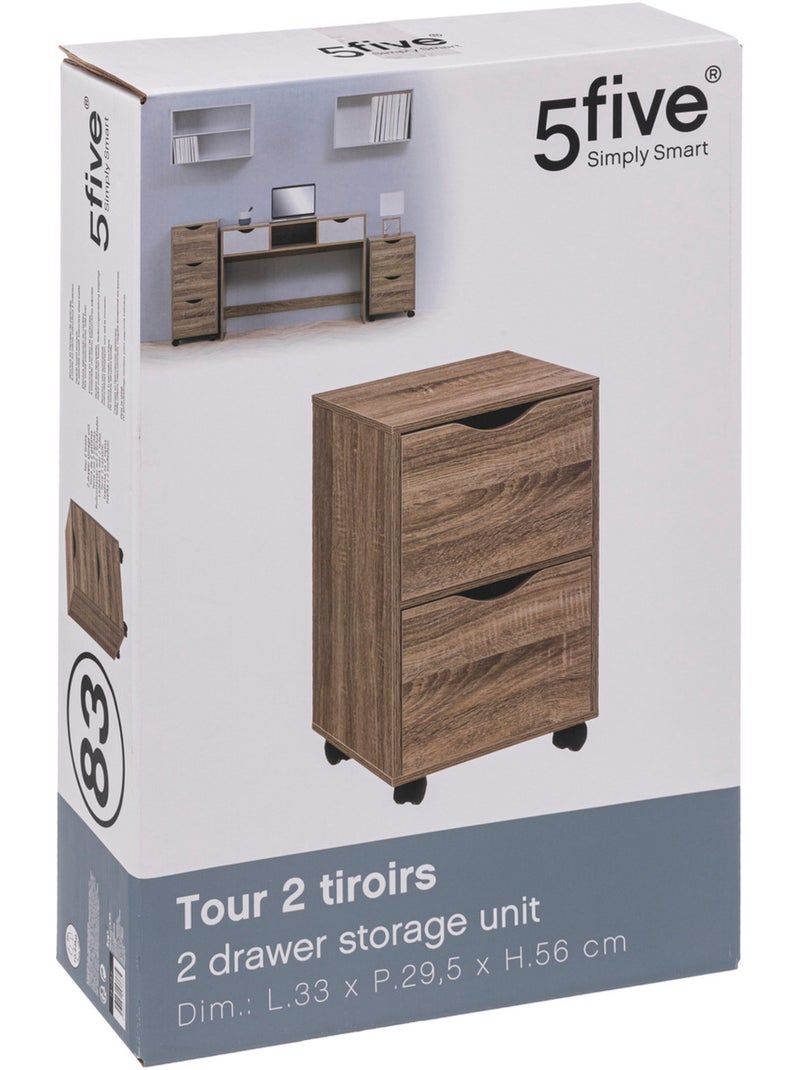 Tour 2 portes à roulettes effet bois Beige - Kiabi