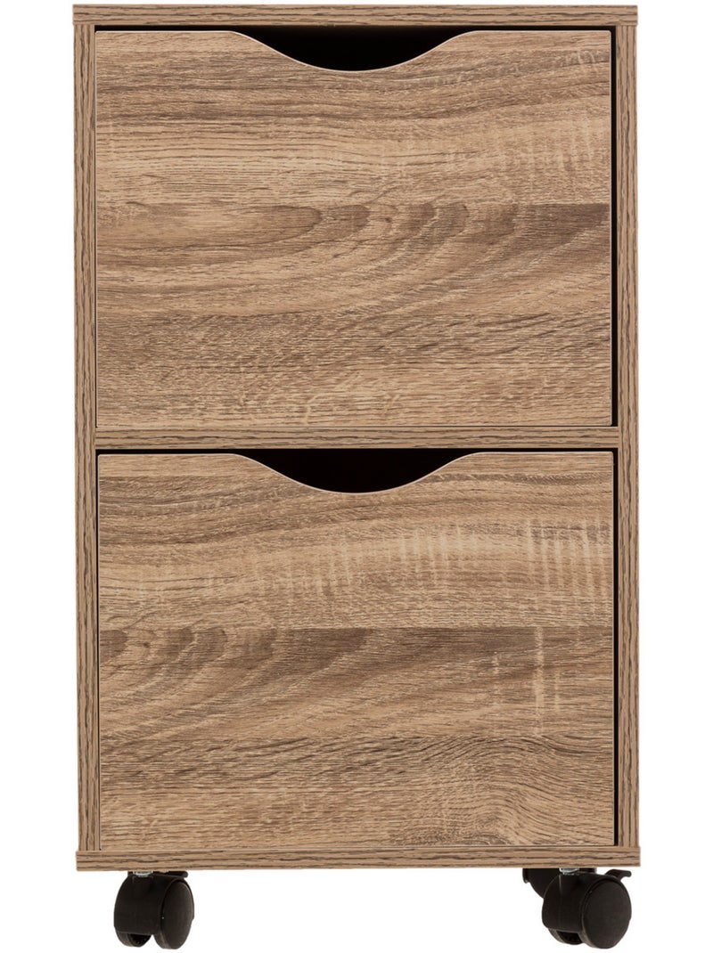 Tour 2 portes à roulettes effet bois Beige - Kiabi