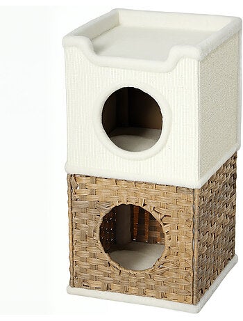 Tour à griffer pour chat 3 niveaux 2 niches panier observation