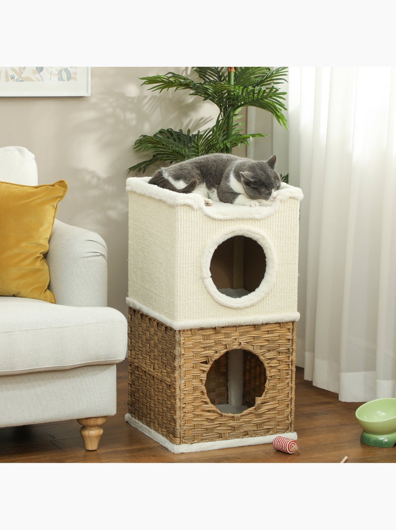 Tour à griffer pour chat 3 niveaux 2 niches panier observation Beige - Kiabi