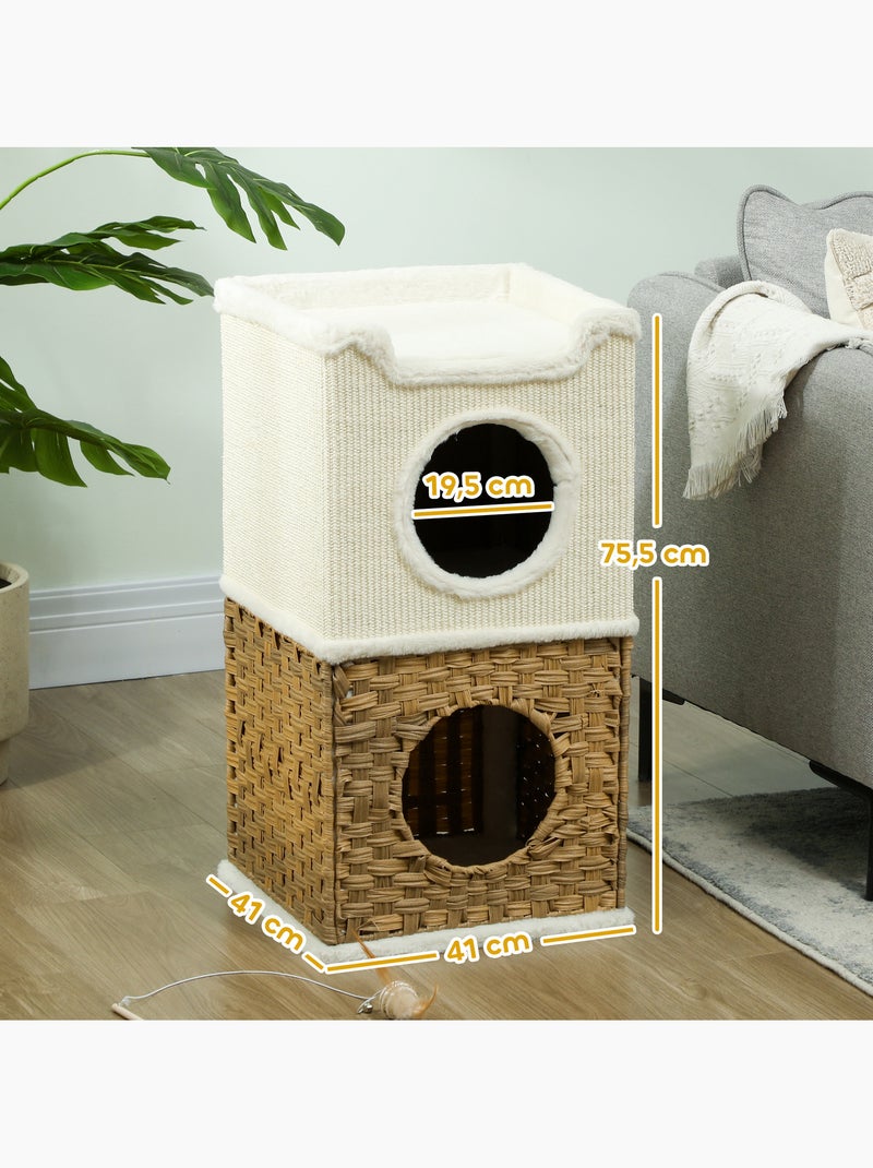 Tour à griffer pour chat 3 niveaux 2 niches panier observation Beige - Kiabi