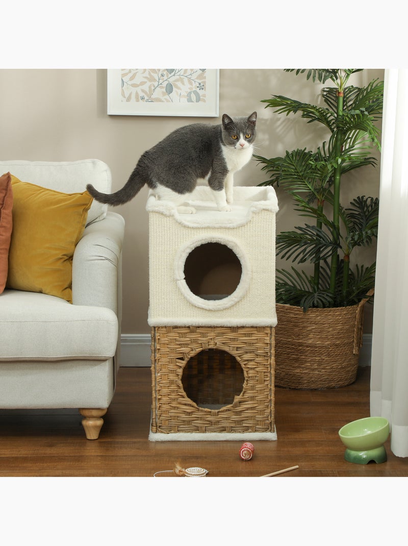 Tour à griffer pour chat 3 niveaux 2 niches panier observation Beige - Kiabi