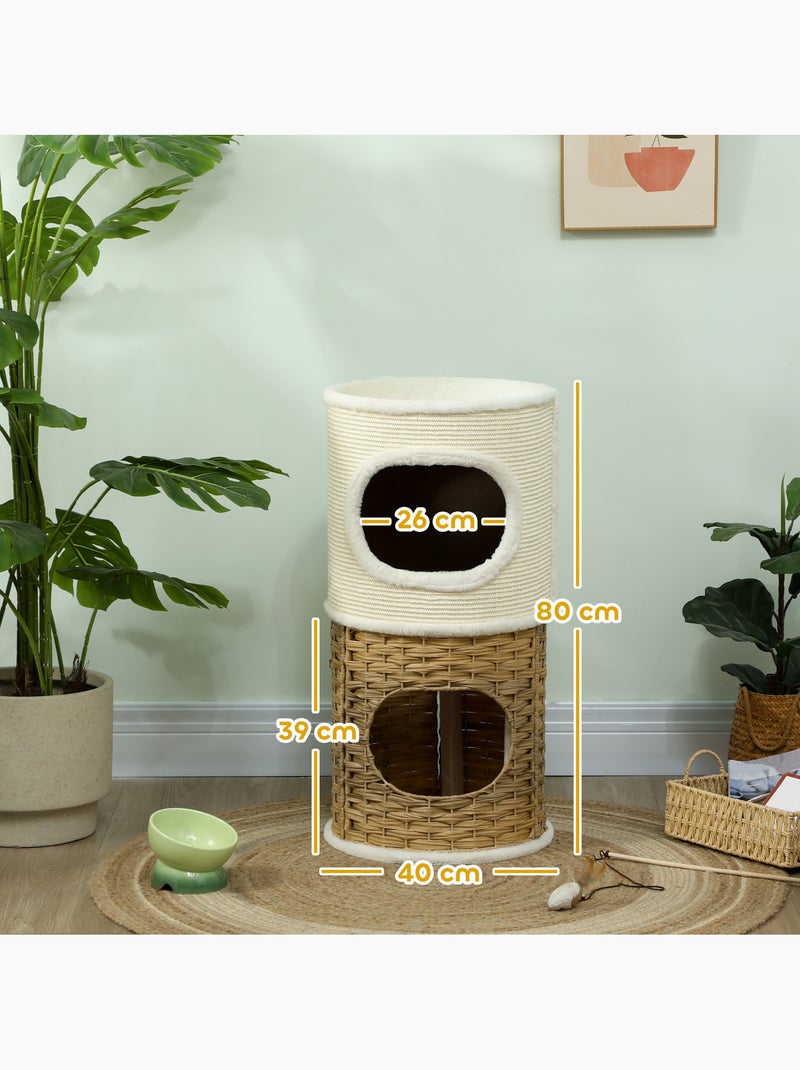Tour à griffer pour chat 3 niveaux 2 niches panier observation Beige - Kiabi