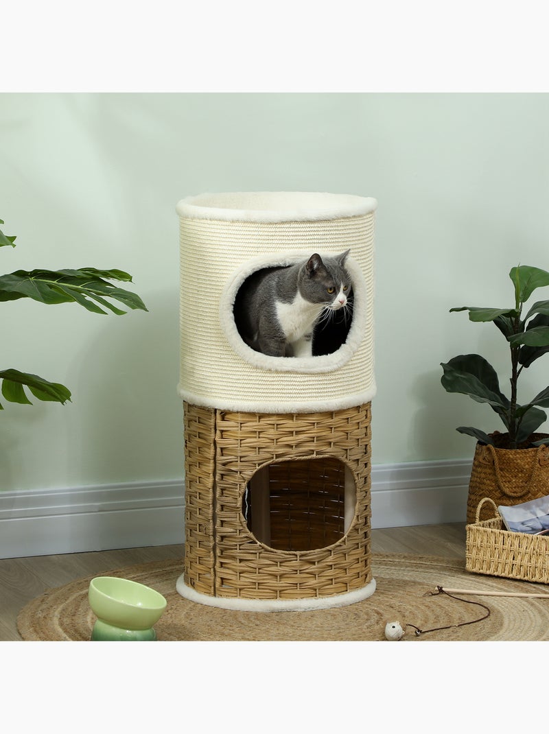 Tour à griffer pour chat 3 niveaux 2 niches panier observation Beige - Kiabi