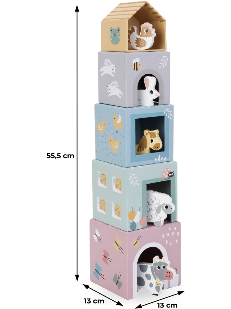 Tour d empilage emboitable bois animaux ferme jouet apprentissage mamabrum N/A - Kiabi