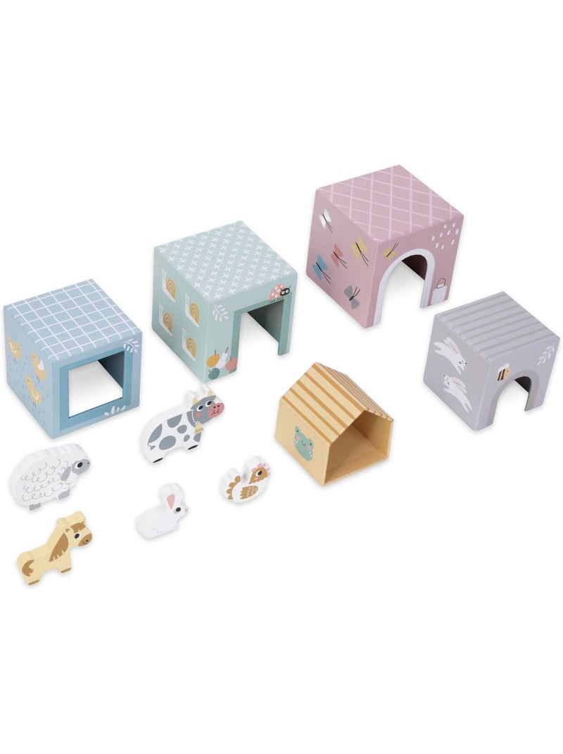 Tour d empilage emboitable bois animaux ferme jouet apprentissage mamabrum N/A - Kiabi