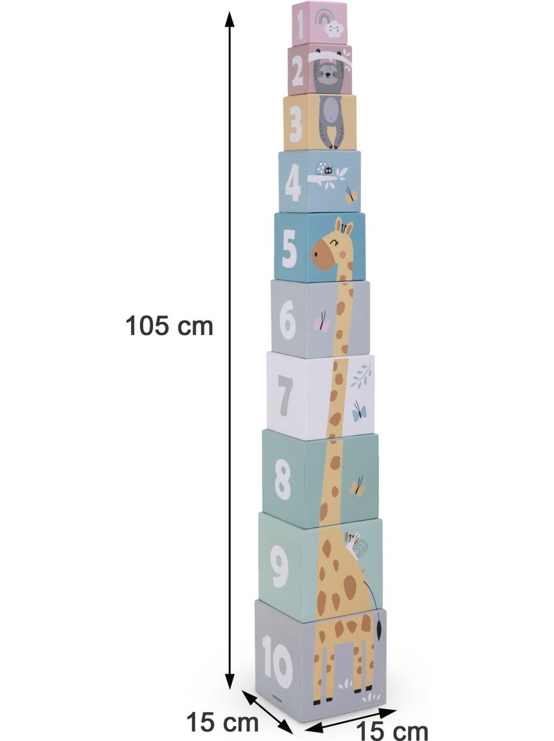 Tour d empilage gigogne 10 cubes animaux chiffres jouet apprentissage mamabrum N/A - Kiabi