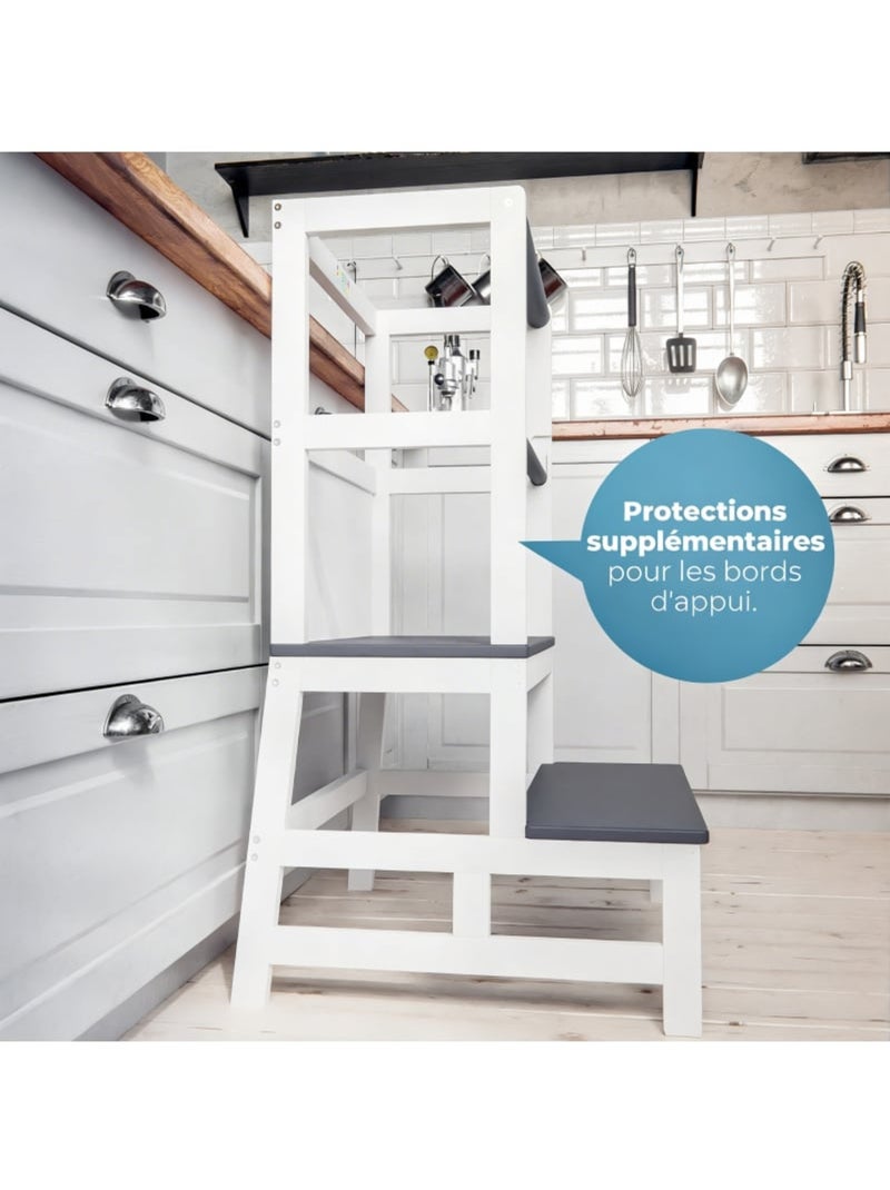 Tour d'apprentissage Barn Montessori 93 × 51 × 50 cm Blanc Gris - Kiabi
