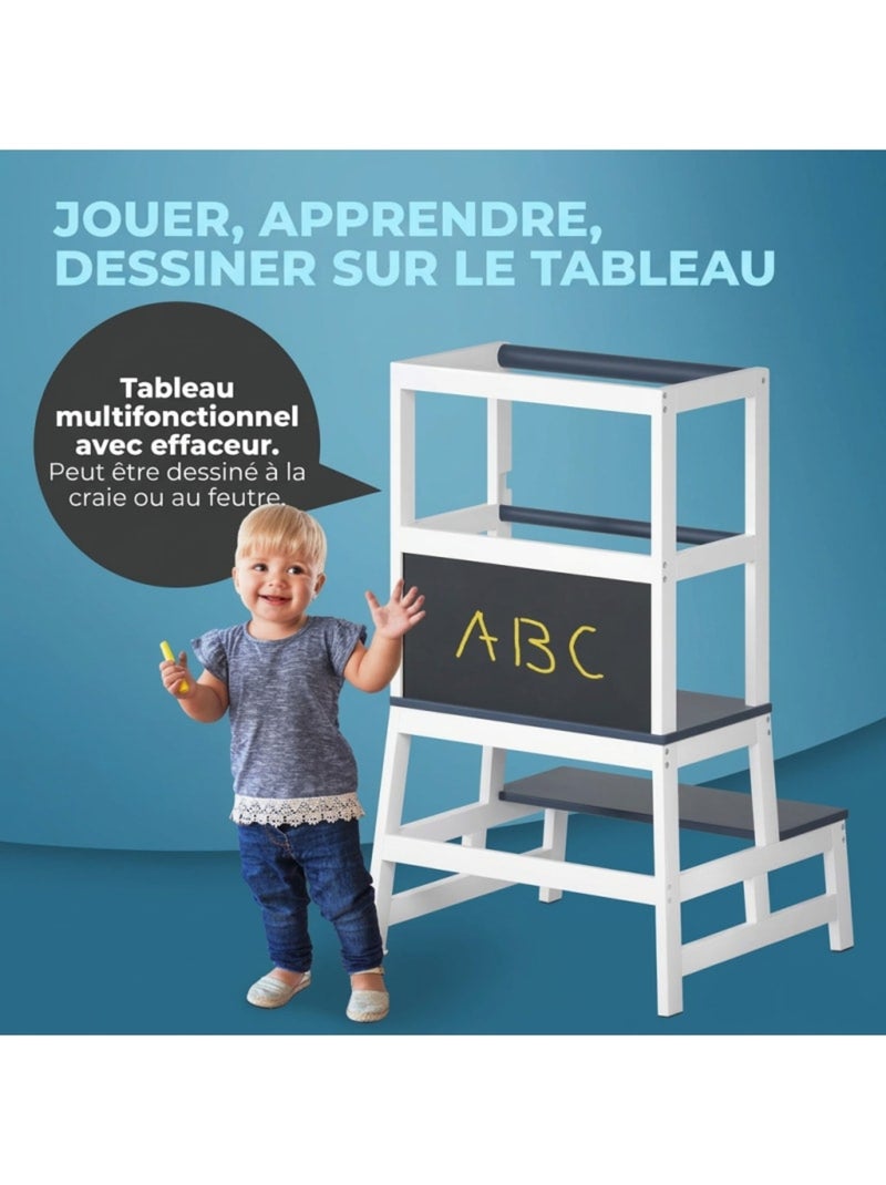 Tour d'apprentissage Barn Montessori 93 × 51 × 50 cm Blanc Gris - Kiabi