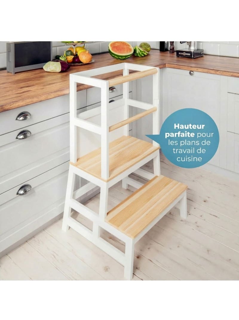 Tour d'apprentissage Barn Montessori 93 × 51 × 50 cm Blanc Marron - Kiabi