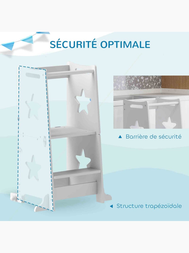 Tour d'apprentissage enfant table ensemble table et chaise 2 en 1 bois blanc Blanc Blanc - Kiabi
