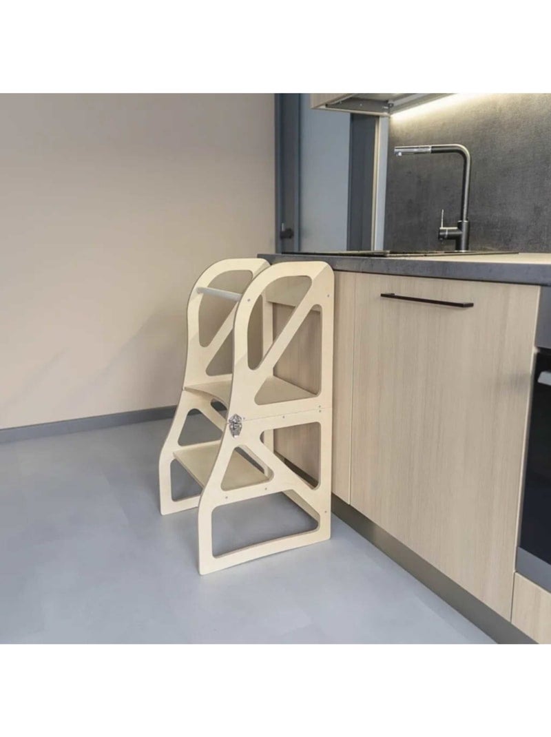 Tour d'apprentissage Montessori 2-en-1 SecureStep Bois naturel - Kiabi