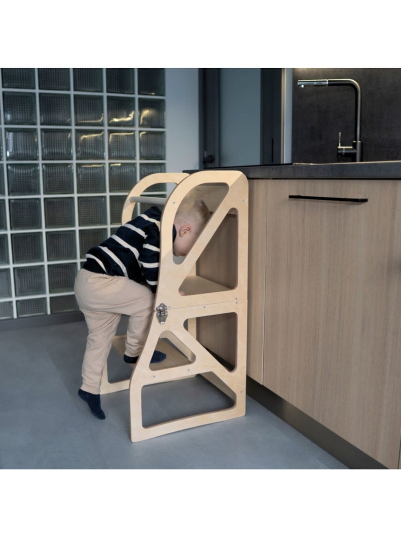Tour d'apprentissage Montessori 2-en-1 SecureStep Bois naturel - Kiabi