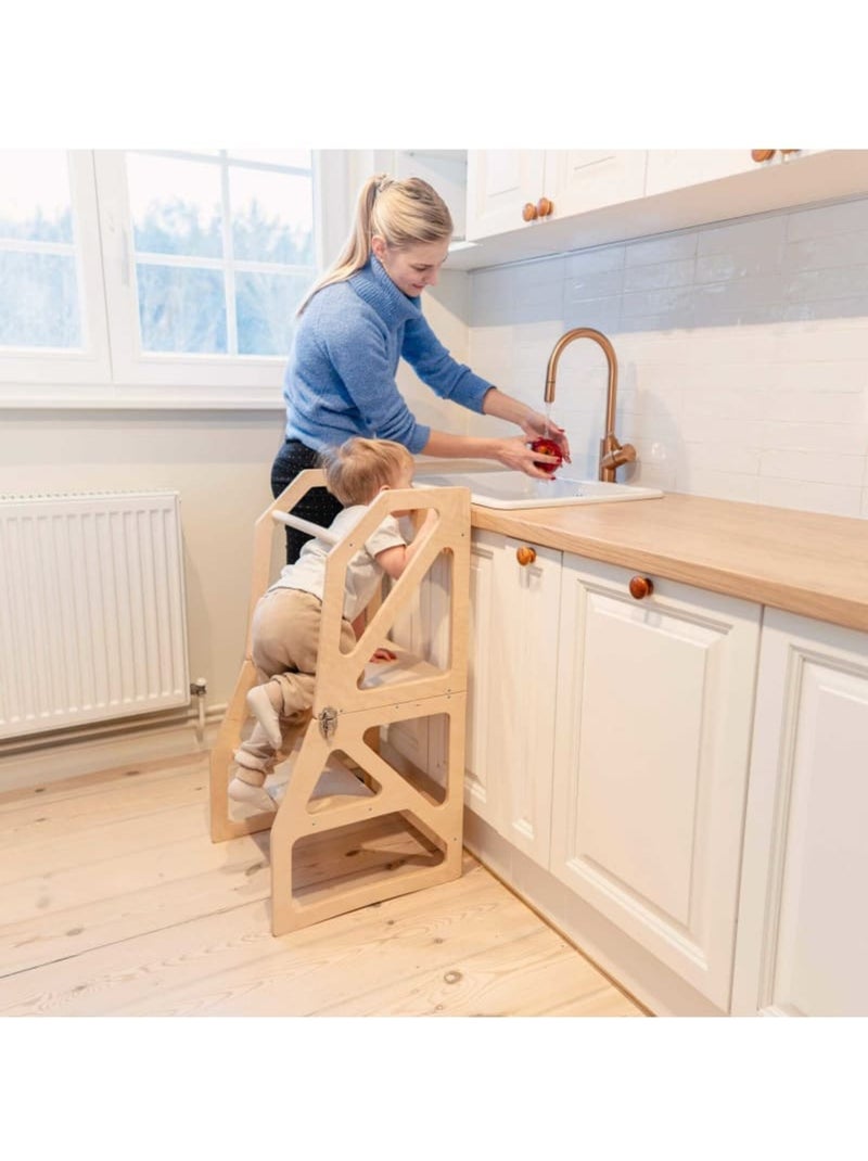 Tour d'apprentissage Montessori 2-en-1 SecureStep Bois naturel - Kiabi