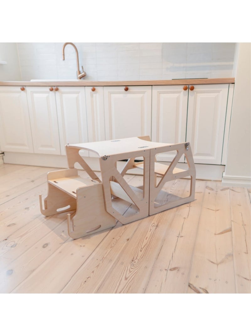 Tour d'apprentissage Montessori 2-en-1 SecureStep Bois naturel - Kiabi