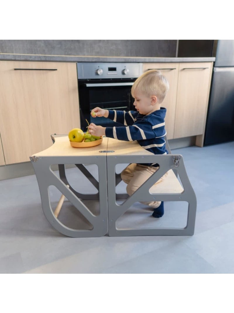 Tour d'apprentissage Montessori 2-en-1 SecureStep gris anthracite - Kiabi