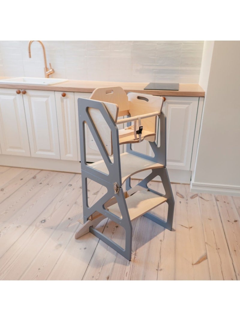 Tour d'apprentissage Montessori 2-en-1 SecureStep gris anthracite - Kiabi