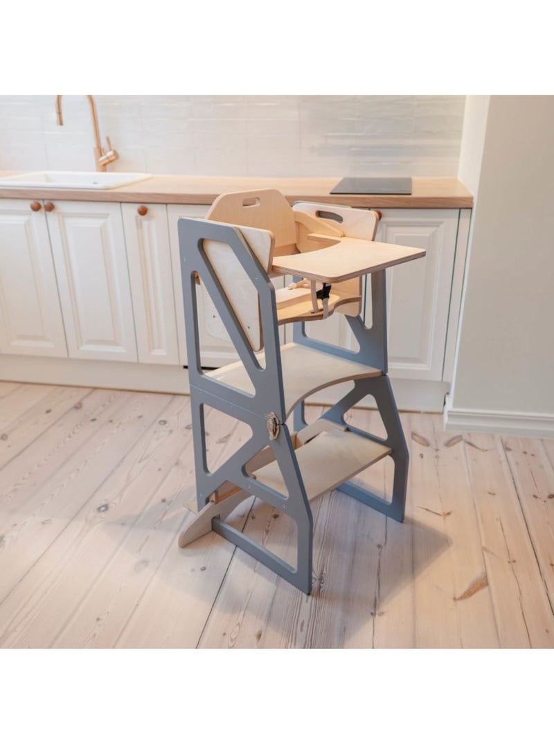 Tour d'apprentissage Montessori 2-en-1 SecureStep gris anthracite - Kiabi