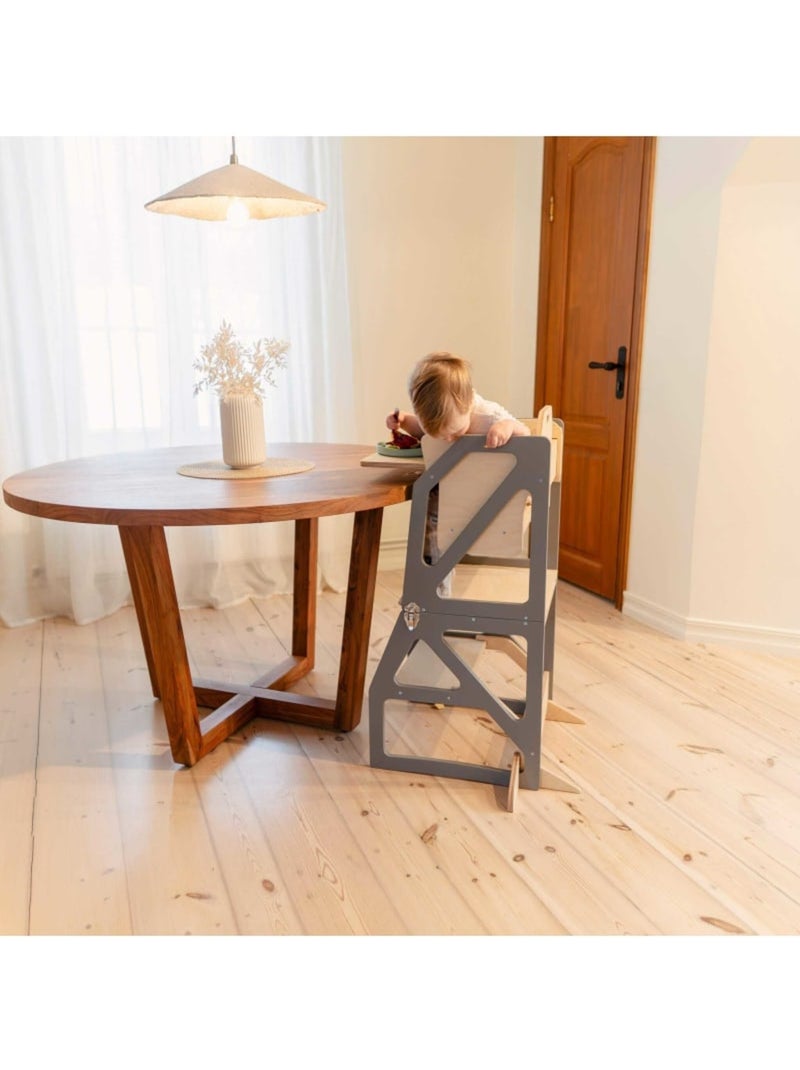 Tour d'apprentissage Montessori 2-en-1 SecureStep gris anthracite - Kiabi