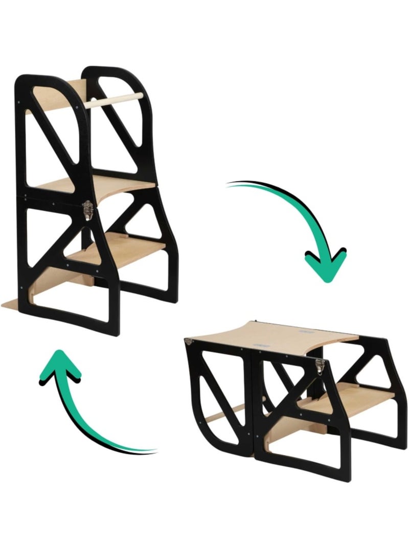 Tour d'apprentissage Montessori 2-en-1 SecureStep Noir - Kiabi