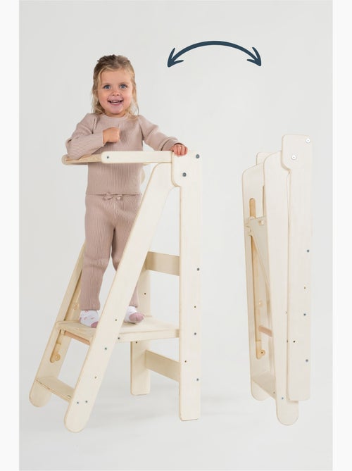 Tour d'apprentissage pliable easy montessori naturel - Kiabi