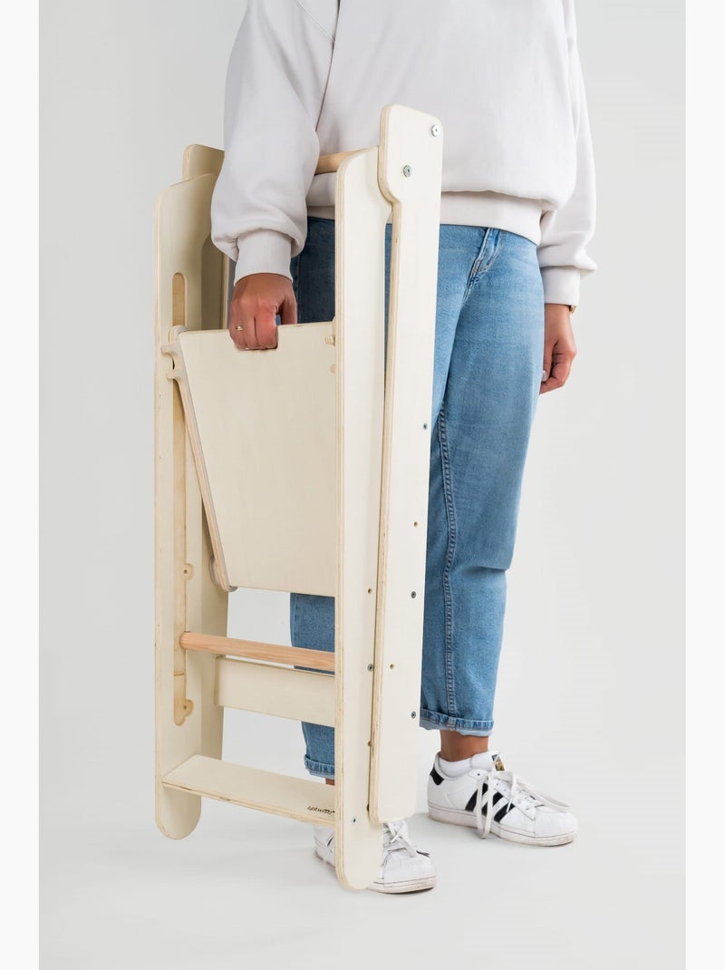 Tour d'apprentissage pliable easy montessori naturel Blanc - Kiabi