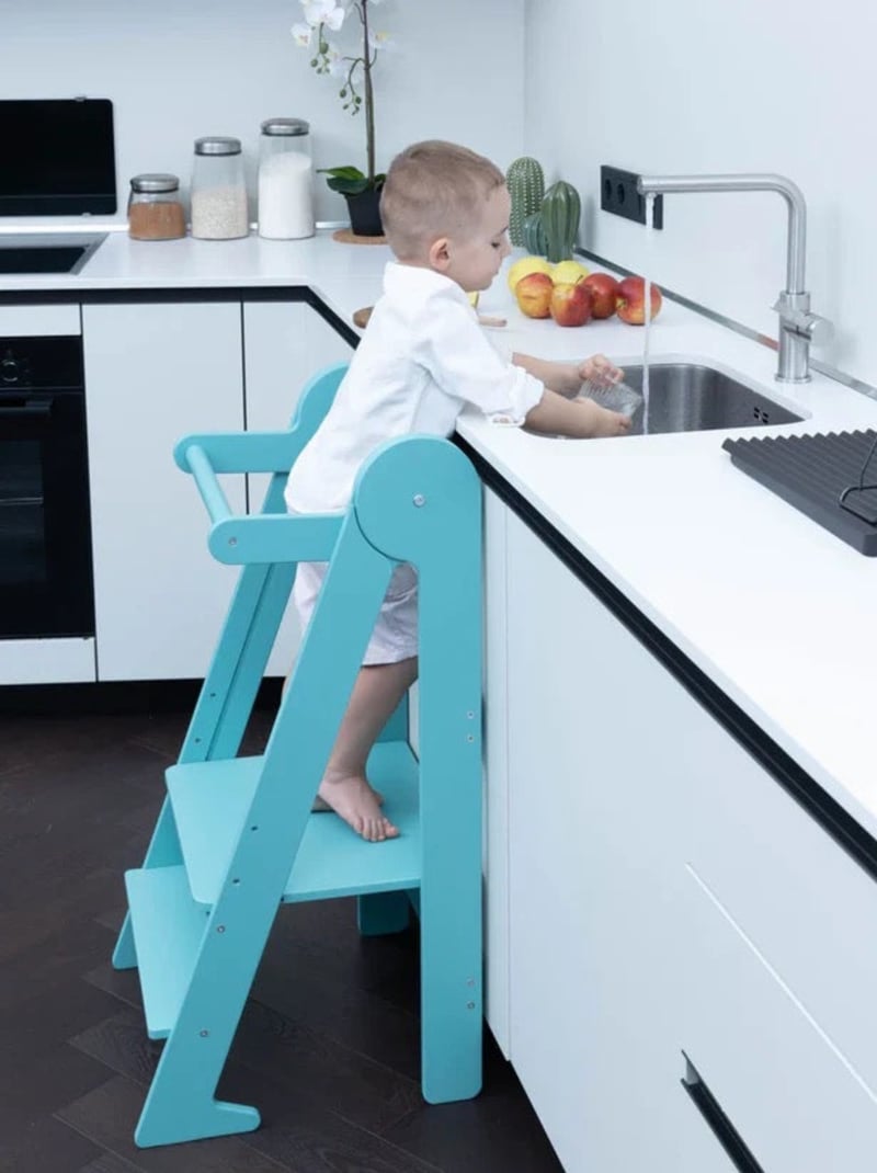 Tour d'apprentissage pliable premium Montessori Bleu turquoise - Kiabi