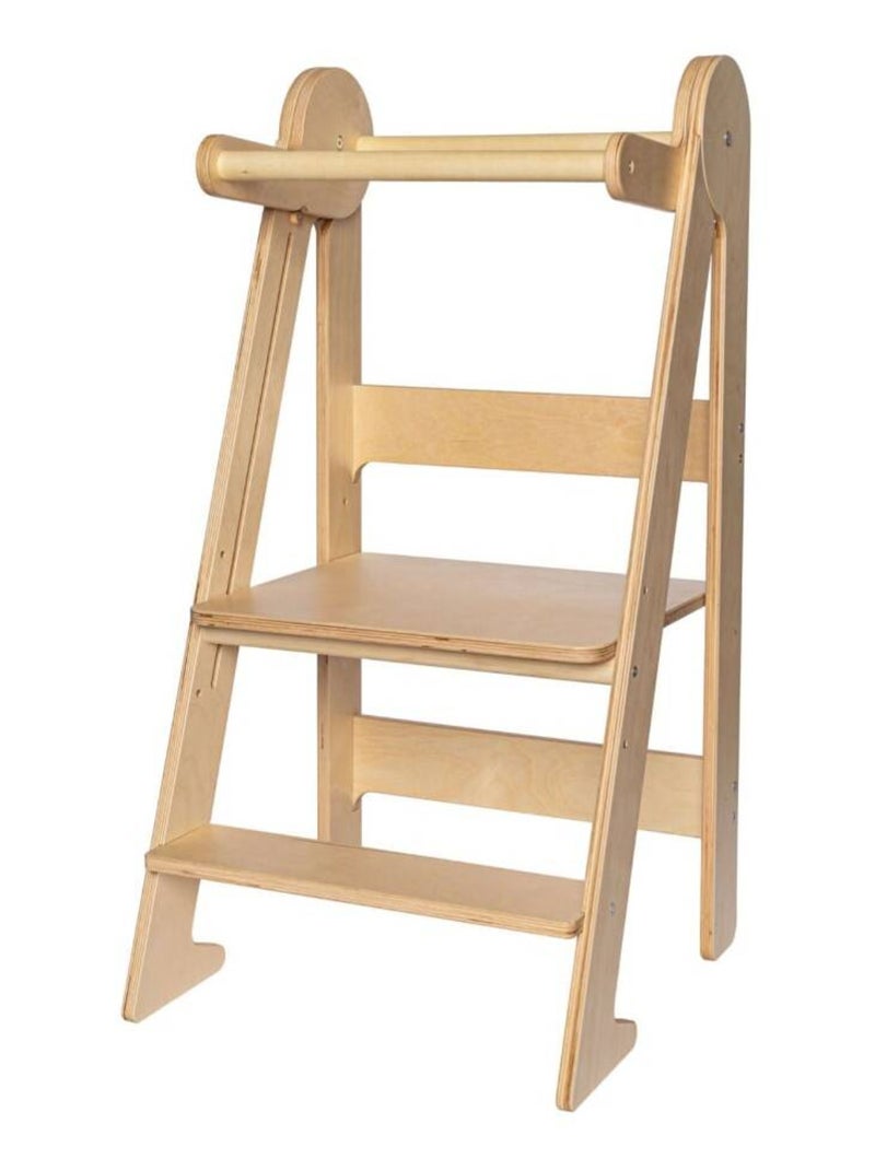 Tour d'apprentissage pliable premium Montessori Bois naturel - Kiabi