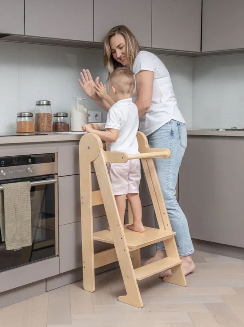 Tour d'apprentissage pliable premium Montessori Bois naturel - Kiabi