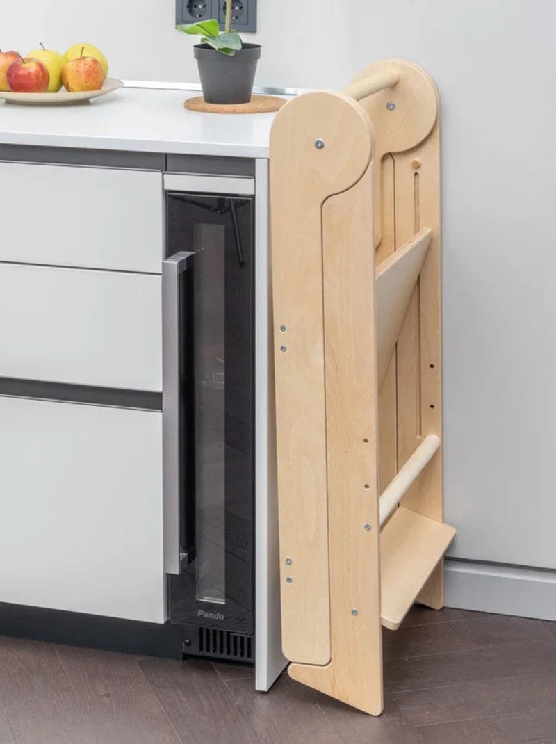 Tour d'apprentissage pliable premium Montessori Bois naturel - Kiabi