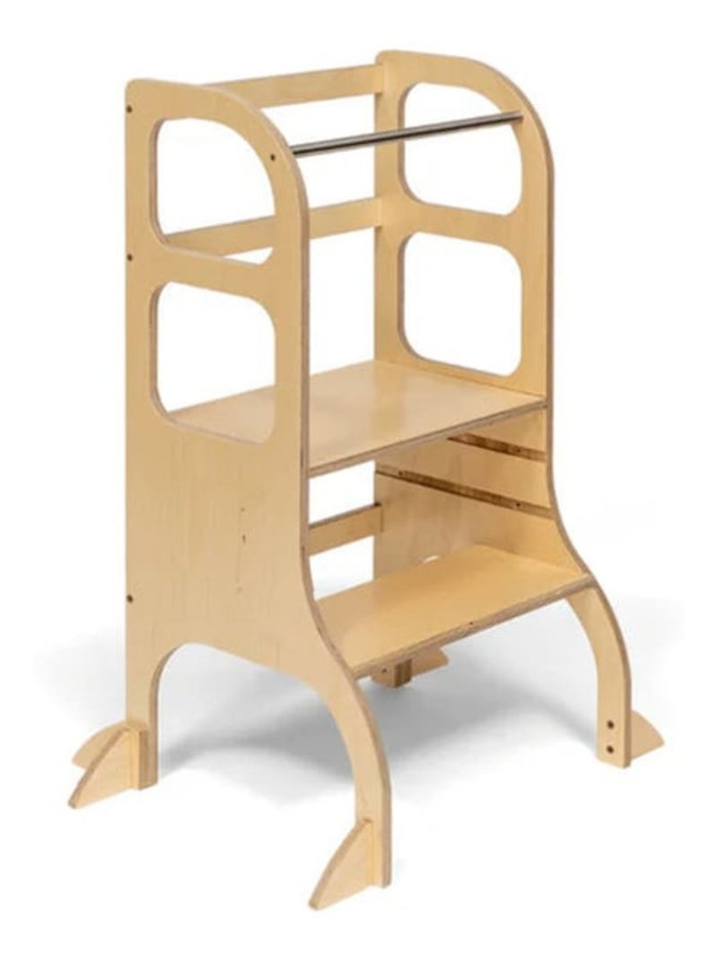 Tour d’apprentissage STEP UP Montessori à hauteur réglable avec stabilisateur Bois naturel - Kiabi