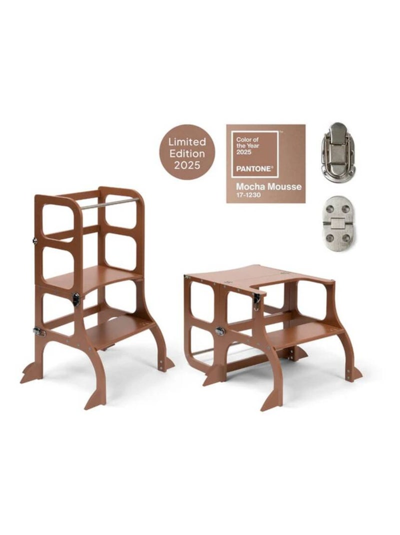 Tour d’apprentissage STEP’n’SIT 2-en-1 (tour + table) avec stabilisateur charnières Argent Moka - Kiabi