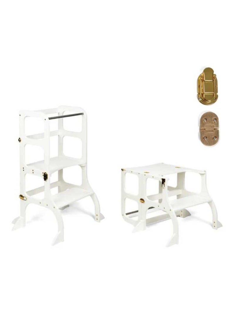 Tour d’apprentissage STEP’n’SIT 2-en-1 (tour + table) avec stabilisateur charnières Or Blanc - Kiabi