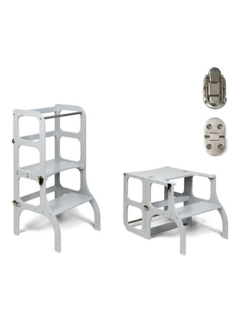 Tour d’apprentissage STEP’n’SIT 2-en-1 (tour + table) charnières Argent Gris - Kiabi
