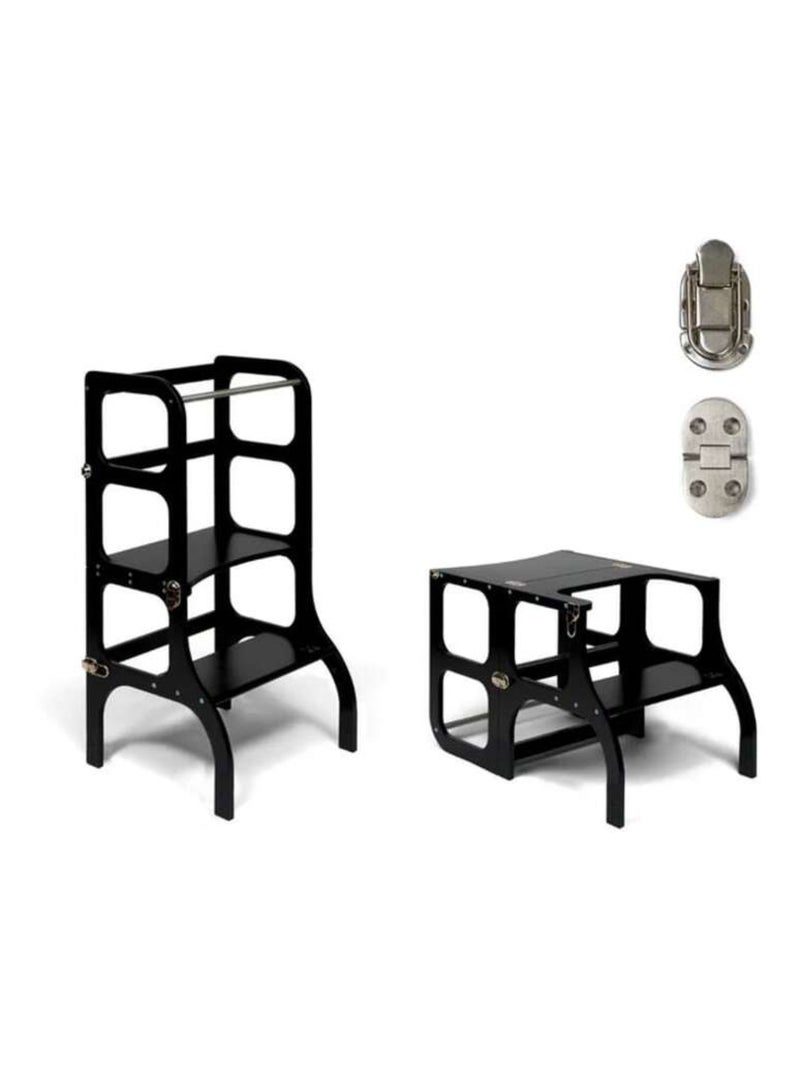 Tour d’apprentissage STEP’n’SIT 2-en-1 (tour + table) charnières Argent Noir - Kiabi